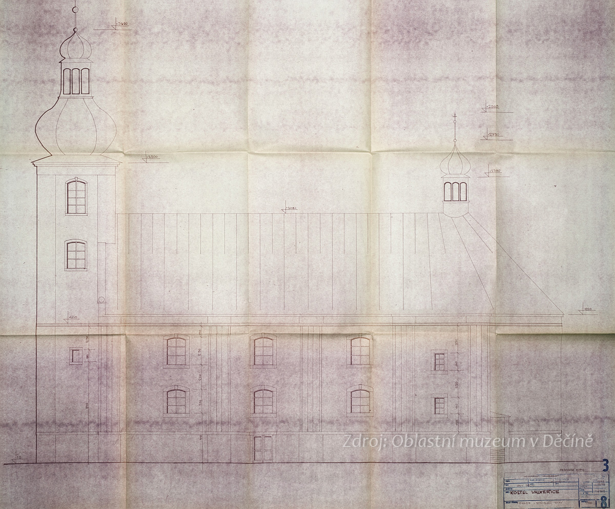 Plán kostela sv. Barbory ve Valkeřicích